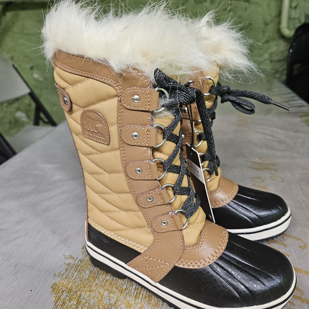 Kids Tan and Black Snow Boots - Picture 2 of 3
